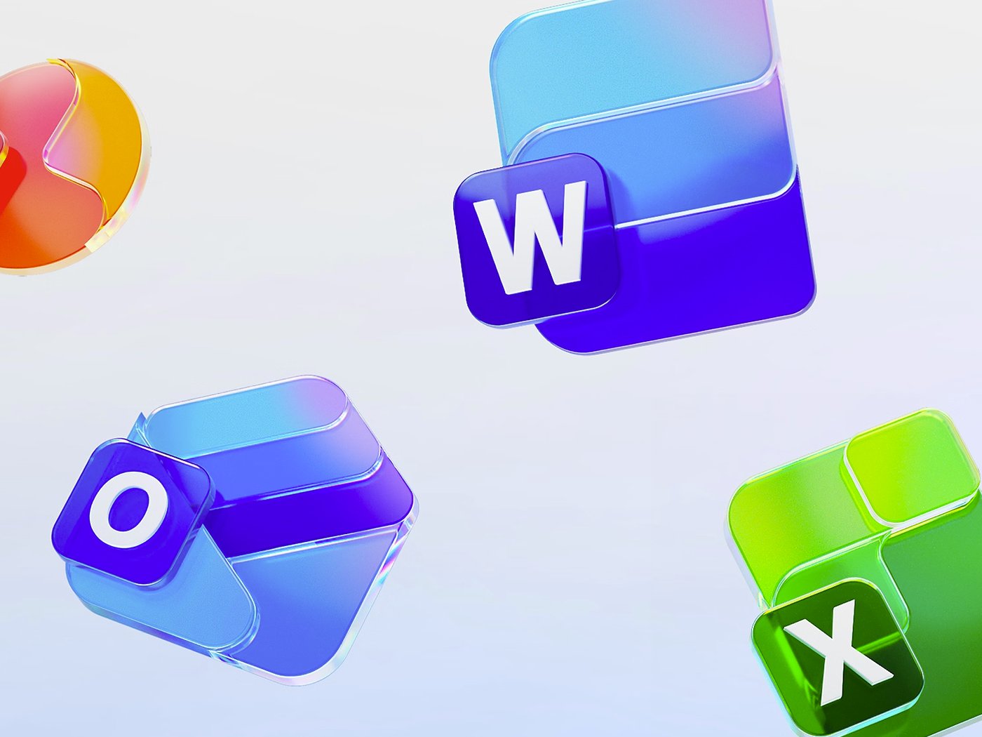 Microsoft 365 application icons including Outlook, Word and Excel, representing managed cloud services