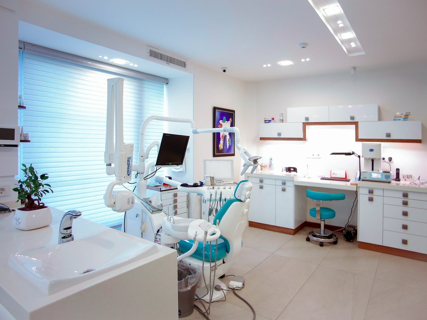 A clean, modern medical exam room in a healthcare practice