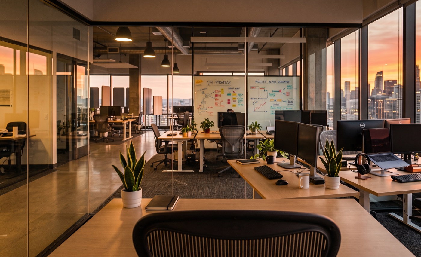 An IT team monitoring systems in a managed IT operations center