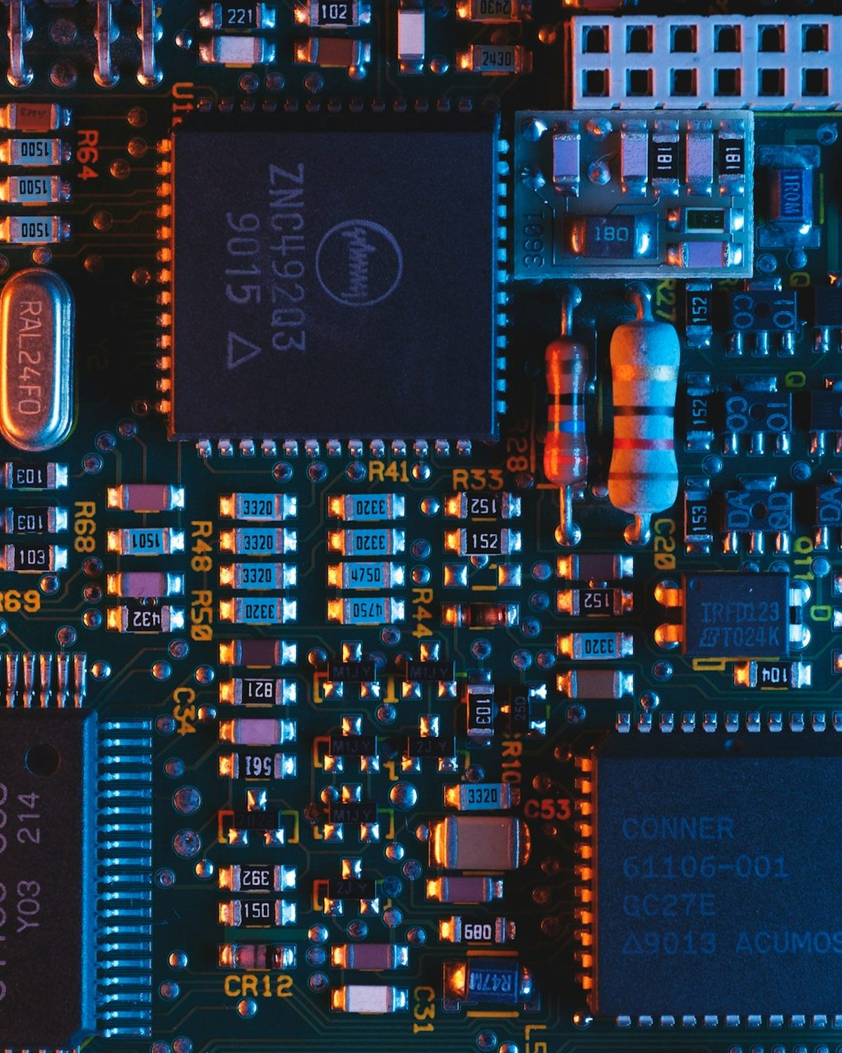 Close-up of an electronic circuit board